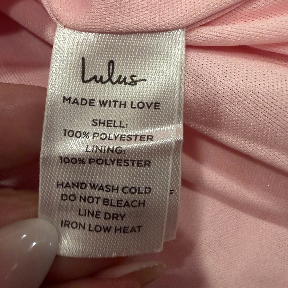 Lulu’s Regal Cutie Light Pink Satin Square Neck Bubble-Hem Mini Dress Sz:L - Picture 12 of 12